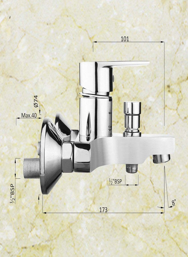 Hindware Amazon F320018CP Brass Single Lever Bath and Hand Shower Wall Mount Mixer Exposed with Chrome Finish for Bathroom with Tip-Ton - Image 1